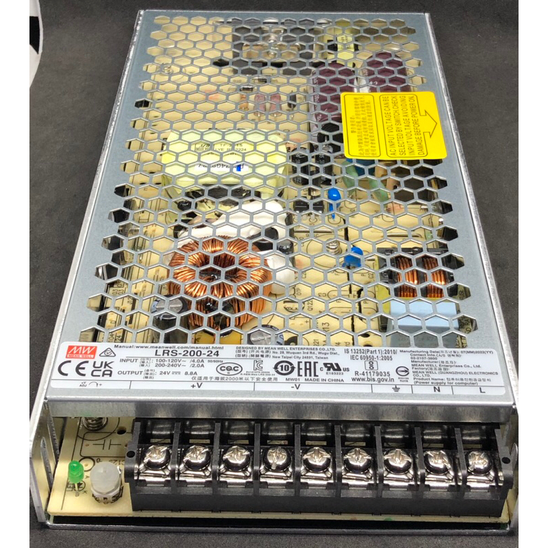 พาวเวอร์ซัพพาย MW MEAN WELL 24v 8.8A 100-240v AC 2.0 A รับประกัน5ปี