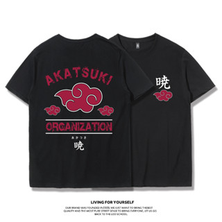 เสื้อยืดอะนิเมะ Naruto -Akatsuki โลโก้ อะนิเมะแขนสั้น