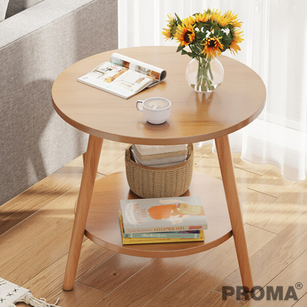 โต๊ะกาแฟเล็ก โต๊ะกลมข้างโซฟาห้องนั่งเล่นทำจากไม้ Small Coffee Table Sofa Side Round Table