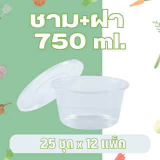 ชามกลม ชามพลาสติก สีใส 750 มล. อีซี่ EICI พร้อมฝา [ ยกลัง 300 ชุด ]