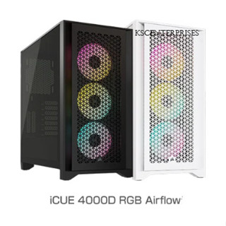 Corsair iCUE 4000D RGB Airflow Mid-Tower Case - 3X AF120 RGB Elite Fans BLACK / WHITE