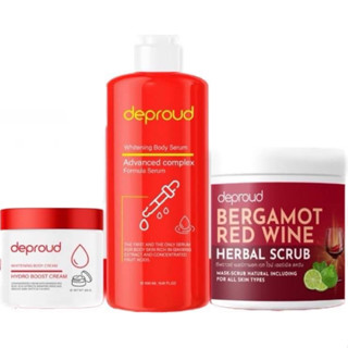 เซ็ตผิวใส Deproud ดีพราวด์ HYDRO BOOST CREAM/Whitening Body Serum/Bergamot Red wine Herbal Scrub เลือกได้จ้า