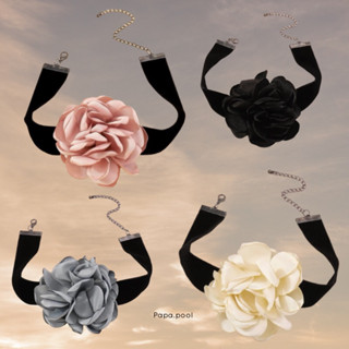 (มี8สี) Flower Choker โชกเกอร์ดอกไม้ สร้อยคอดอกไม้