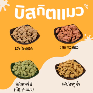 บิสกิตแมว คุ้กกี้แมว ขนมแมว รวม 4 รสชาติ ชิ้นพอดีคำ กินง่าย Pet Story