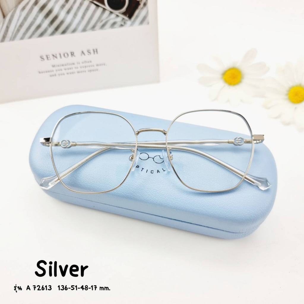 Frames & Glasses 600 บาท กรอบแว่น แว่นตากรองแสง แว่นสายตา เลนส์สั่งตัดใหม่คุณภาพ แบบกรอบสวยๆสไตล์เกาหลี (รุ่น 72613) Fashion Accessories