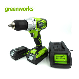 GREENWORKS G-24 สว่านไร้สาย 24V พร้อมแบตเตอรี่ 2Ah 2ก้อน และ แท่นชาร์จ