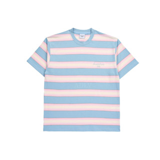 acmé de la vie SCRIPT LOGO STRIPE Short Sleeve T-Shirt (SKYBLUE)