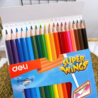 Deli C00810 Colored Pencil 18 colors ดินสอสีไม้ ลาย Super wings 18 สี