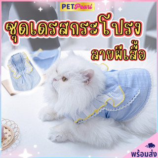 PetPearl🐶ชุดเดรสกระโปรง แบบบาง แขนพอง ลายผีเสื้อ เสื้อสุนัข เสื้อหมา เสื้อเเมว ชุดหมา ชุดแมว