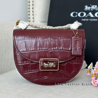 👑ผ่อน0%~แท้100%👑c5314 กระเป๋าสะพาย Coach Alie Saddle Bag in Croc-embossed Leather