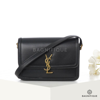 YSL SOLFERNO MEDIUM BLACK CALF GHW