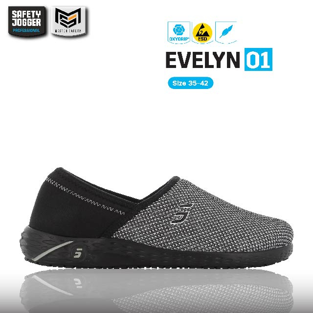 [ของแท้พร้อมส่ง] Safety Jogger รุ่น EVELYN O1 รองเท้าผ้าใบใส่ทำงานสำหรับผู้หญิง กันลื่น ป้องกันไฟฟ้าสถิต ESD
