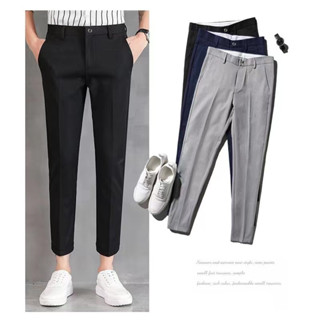 Fashion Korean Nine Pants slim กางเกงขายาว 5ส่วน สไตย์เกาหลี กางเกงลำลองชาย กางเกงสแล็ค