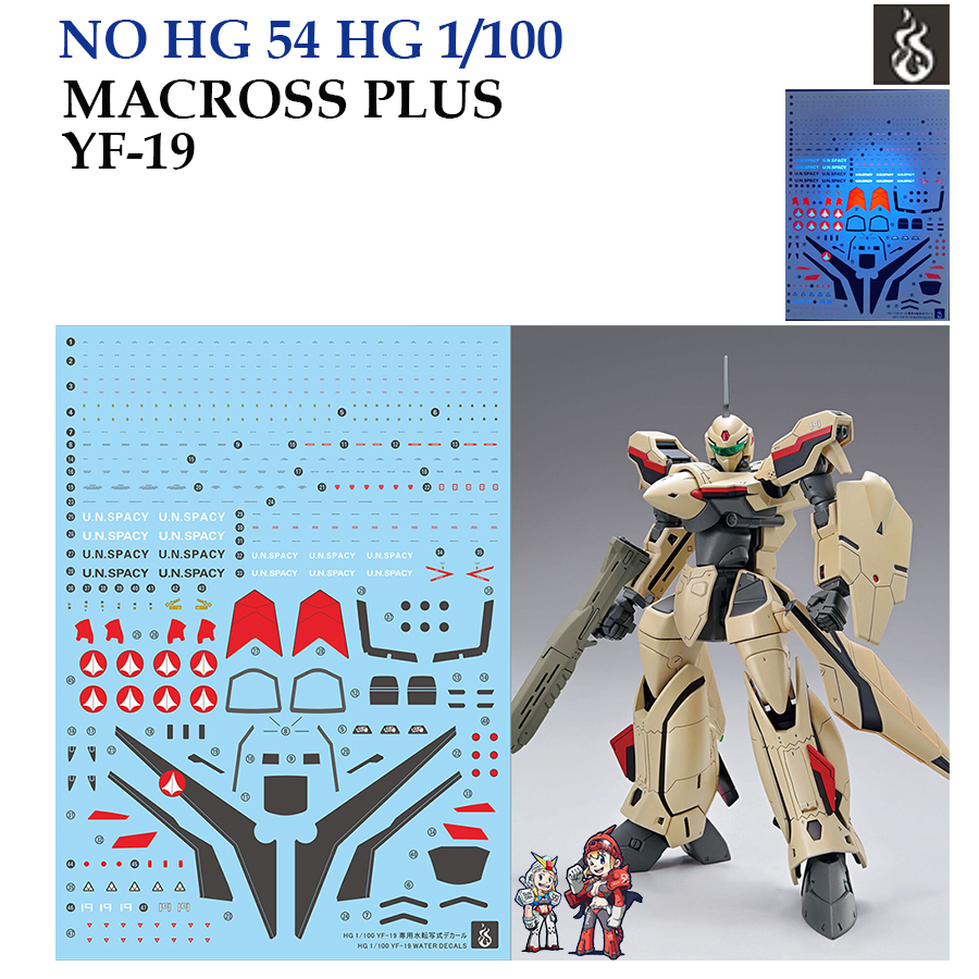 ดีคอลน้ำ [Ghost] HG 54 MACROSS PLUS YF-19 (HIQ) HG 1/144 Fluorescent WATER DECAL GHG 54 HG54