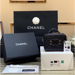 New #Chanel CC Filigree Vanity Case Bag(Ori)VIP  📌หนังอิตาลีนำเข้างานเทียบแท้ 📌size 17x13x7 cm.