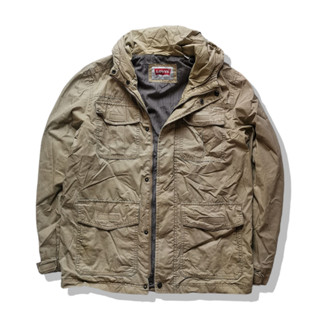 LEVIS Khaki Brown Hooded Jacket รอบอก 44”