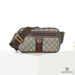 GUCCI OPHIDIA BELT BAG 24 BROWN GG SUPREME MONOGRAM GHW