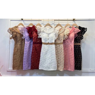 🌈❣️Winny Shop❣️Guipure Lace Dress เดรสลูกไม้แขนระบาย เรียบหรูดุแพงมากแม่❣️Roseshop❤️‍🔥🎊