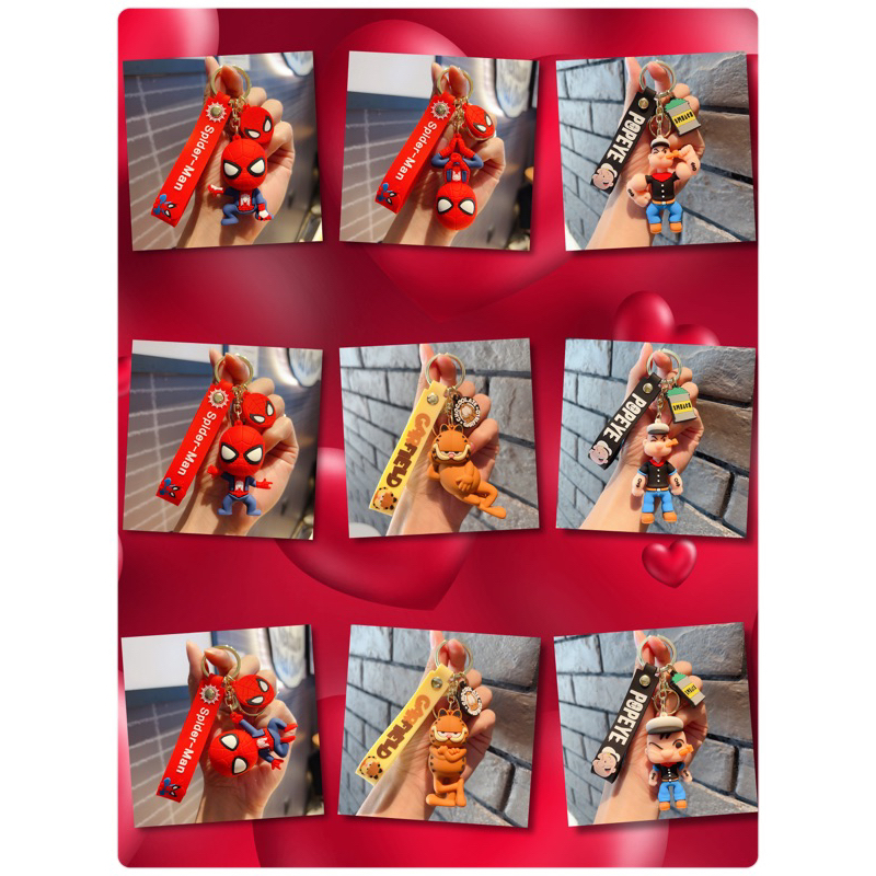 [พร้อมส่ง]พวงกุญแจป๊อปอายและแมวกาฟิวส์ สไปเดอร์แมนน่ารักๆพร้อมส่ง