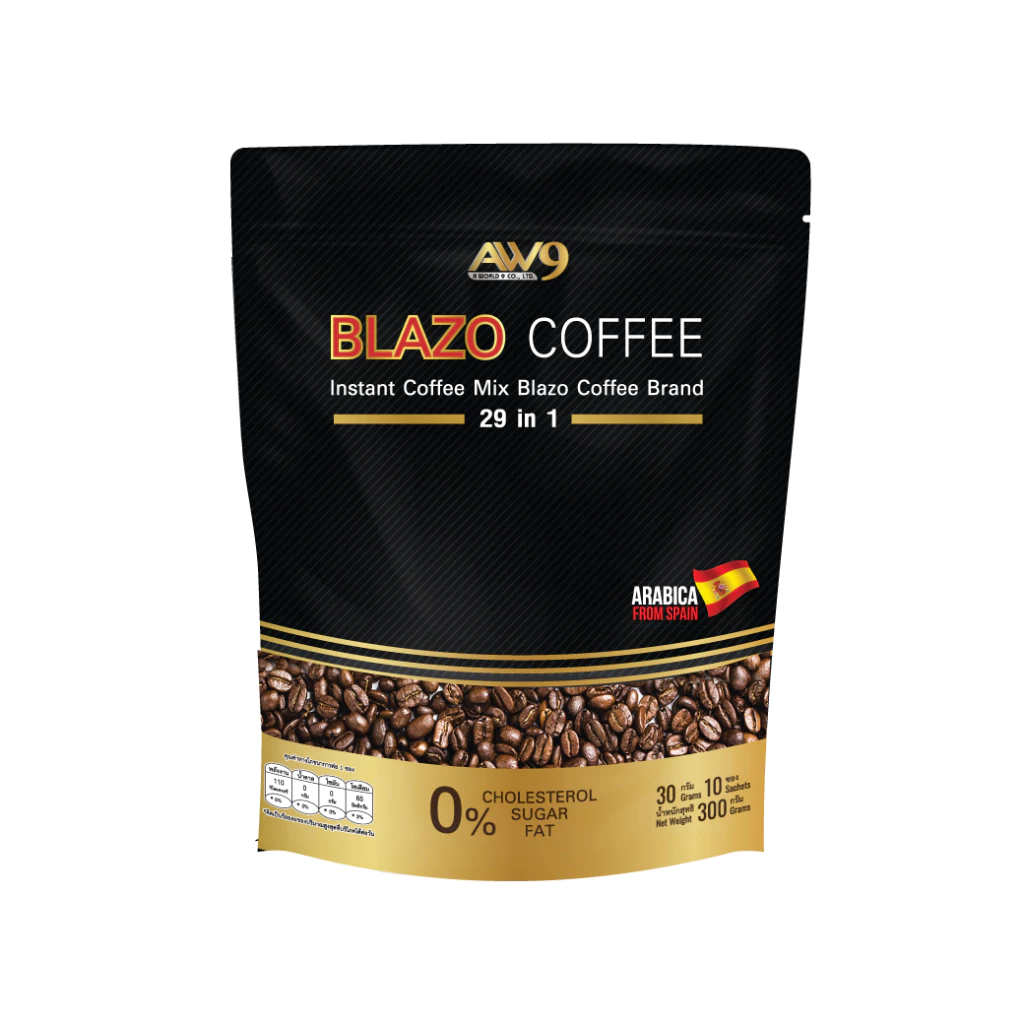 สูตรเก่าเซต1 ห่อ BLAZO COFFEE กาแฟ เพื่อสุขภาพ (29IN) ตรา เบลโซ่ คอฟฟี่(1 ห่อบรรจุ 20 ซอง)