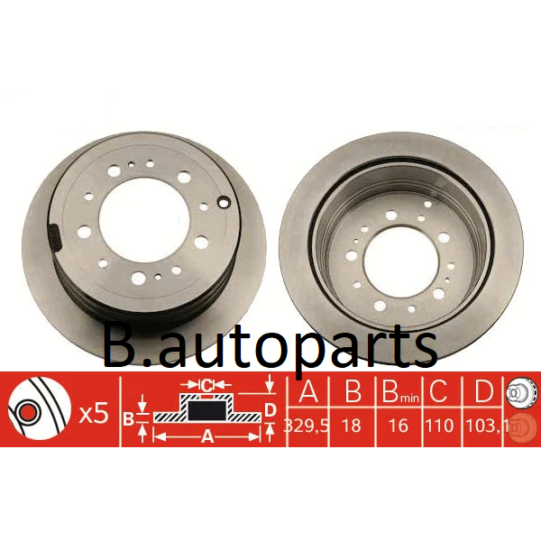 จานเบรคหลัง LX470 TOYOTA LAND CRUISER VX100 HZJ105 HDJ100 FZJ100 UZJ100 1998-2007 329MM /คู่