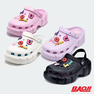 Baoji Collection บาโอจิ รองเท้าแตะ รองเท้าแบบสวม รองเท้าหัวโต สำหรับผู้หญิง ILoveYou Platform B037-113 (600)