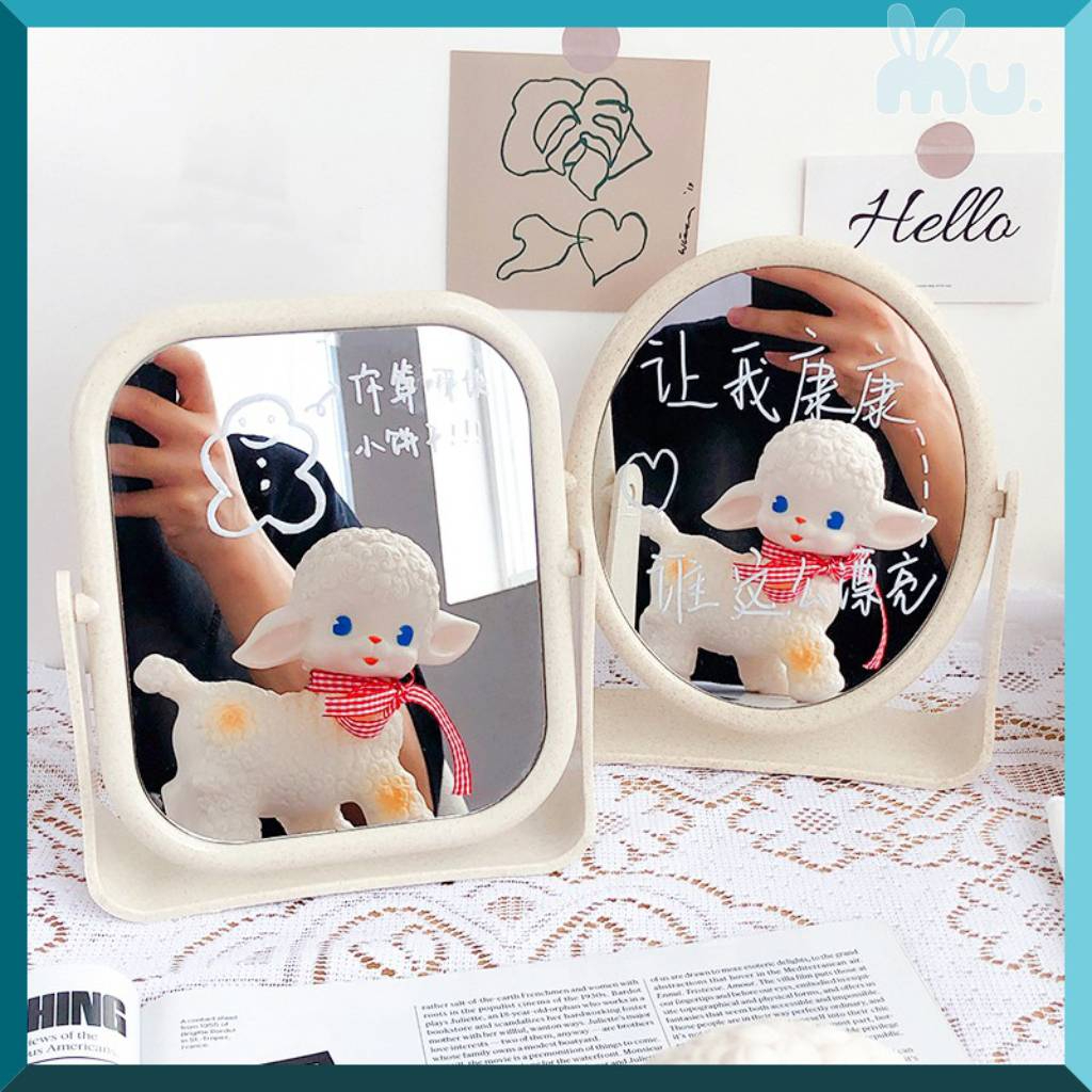 กระจกเเต่งหน้ามินิมอล สองด้าน ปรับหมุนได้ 360 องศา ไม่มัว แต่งหน้าง่าย มี 2 แบบ