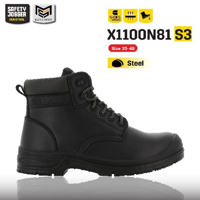 (สินค้าตำหนิ ลด40%) Safety Jogger รุ่น X1100N81 S3 รองเท้าเซฟตี้หุ้มข้อ หัวคอมโพสิท กันลื่นพิเศษ พื้นกันทะลุ ระบายอากาศ