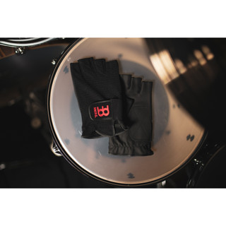 MEINL Drummer Gloves finger-less - black with red logo