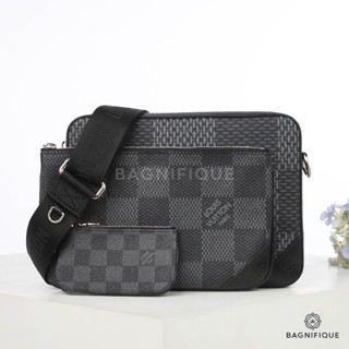 NEW LOUIS VUITTON TRIO MESSENGER 25 GRAPHITE GIANT DAMIER CANVAS SHW MICROCHIP