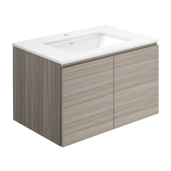 COTTO ตู้เก็บของใต้อ่างล้างหน้าแบบแขวนผนัง สี Fumus Gray Oak V0511P3 *ไม่รวมอ่างล้างหน้า*