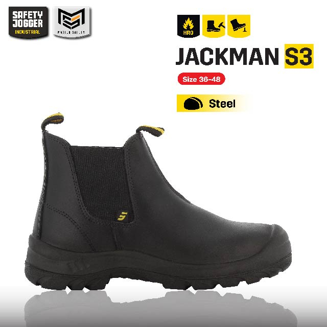 [ของแท้พร้อมส่ง] Safety Jogger รุ่น JACKMAN S3 รองเท้าเซฟตี้ หุ้มข้อ หัวเหล็ก มีแผ่นกันทะลุ ไม่มีเชือก
