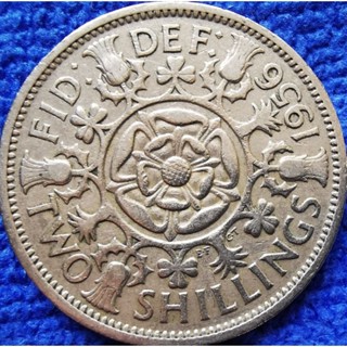 เหรียญ​ อังกฤษ​ UK, 2 Shillings, (ยุค​Elizabeth), #​1620T, ใช้แล้ว