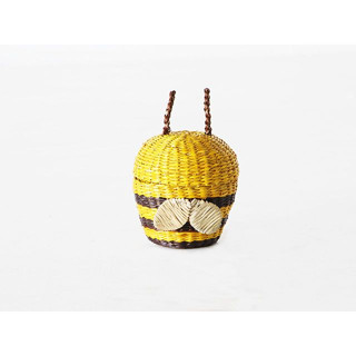 Decoration Weave Basket Bee ตะกร้าสานญี่ปุ่น กล่องใส่ของน่ารัก รูปผึ้ง 10x10x10cm BT-9115