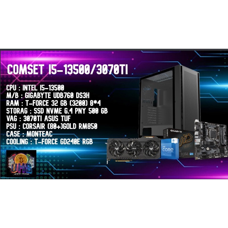 คอมประกอบ I3-13500/3070Ti พร้อมใช้งานแถมเกมฟรี