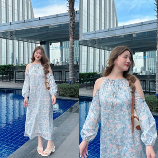 (⚠️อกถึง 50")  Ladies Sandy Dress 👋ปัดซ้ายที่รูปเพื่อดูขนาดสินค้า เดรสสาวอวบ ชุดสาวอวบล