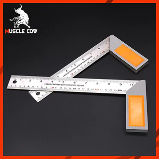 MUSCLE COW ฉากวัดไม้หน้าใหญ่ สแตนเลส ใช้ได้ทั้งงานไม้ งานเหล็ก มีให้เลือก 2 ขนาด 10"-12" แผ่นไม้บรรทัด ผลิตจากสแตนเลสหนา