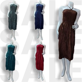 SALE!!SALE!SALE!! LONG PLAIN ELASTIC HIGH WAISTED DRESS /DETACHABLE STRAP/ เดรสยาวยางยืดธรรมดา/เอวสูง/สายผูกคอถอดได้