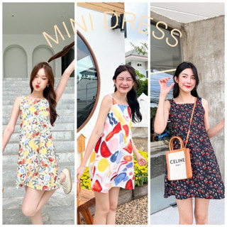 Mini Dress มินิเดรส สายใหญ่ ลายน่ารัก เดรสสายคาเฟ่