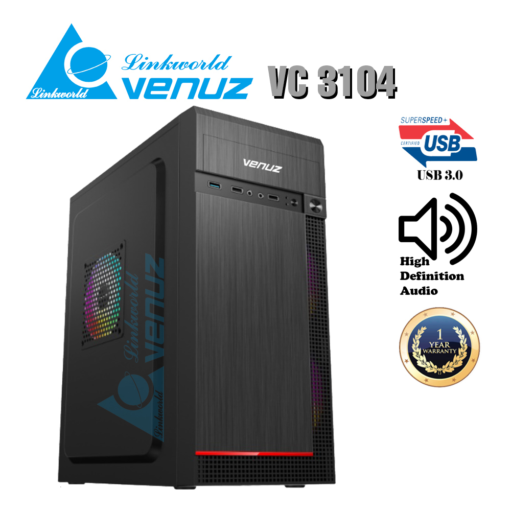 VENUZ ATX Computer Case VC 3104 – Black
