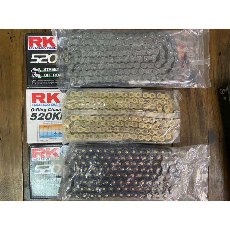 โซ่rk520kroสีเหล็ก/ทอง/ดำหมุดทอง