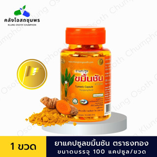 ขมิ้นชันผง แคปซูล Turmeric Capsule แบบขวด ตราธงทอง 1 ขวด 100