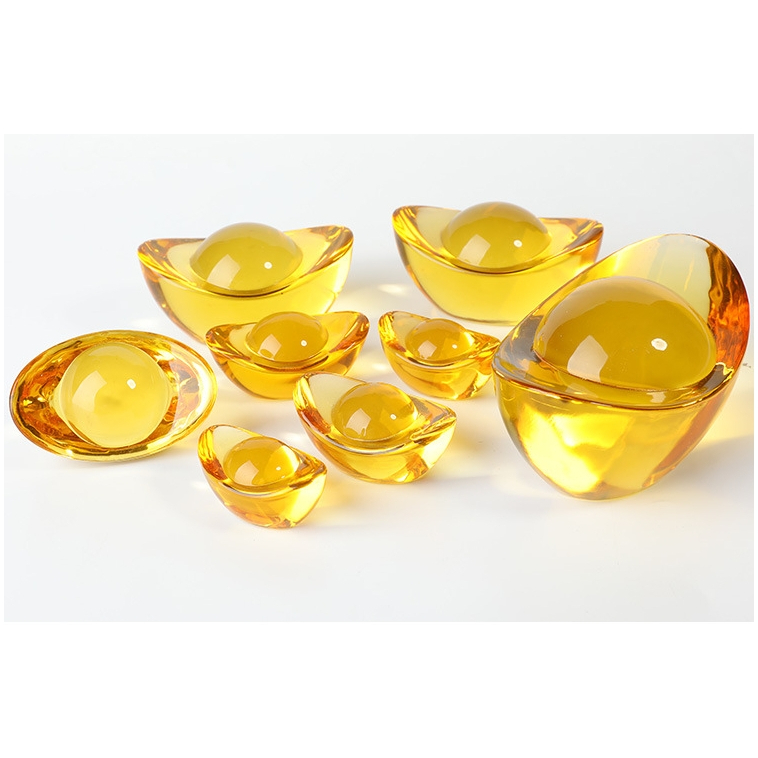 ก้อนทอง ทองตำลึง หยวนเป่า ทำจากแก้ว ขนาด 2.5-6 cm จีนโบราณ (พร้อมส่งจากไทย)