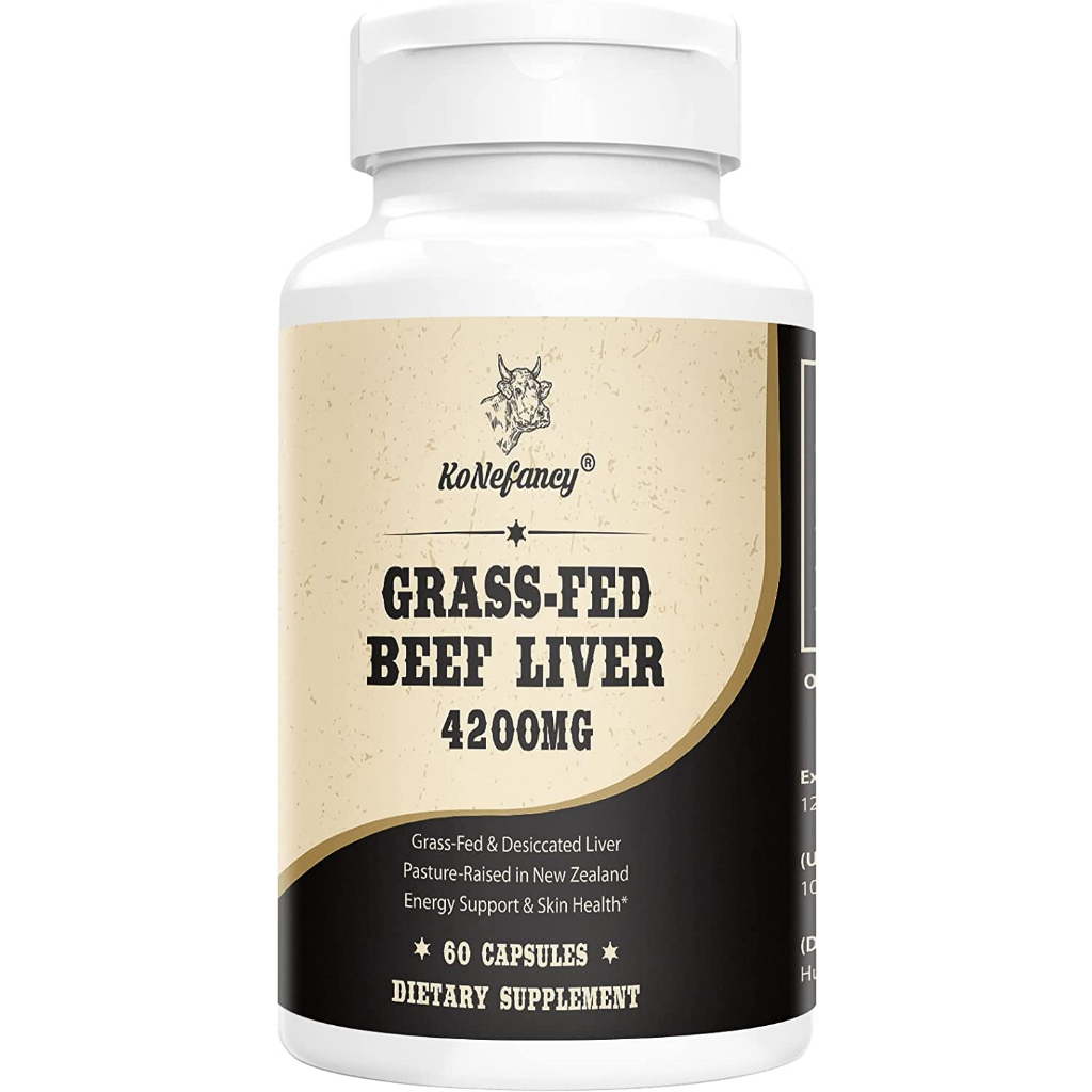 KoNefancy GrassFed Beef Liver 4,200mg. 60 Capsules วิตามินตับวัว