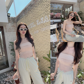 SLYQ MOON FOLDED KNIT TUBE TOP 🌛 เสื้อเกาะอกผ้าไหมพรมเนื้อหนา