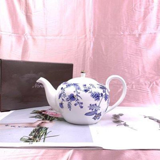 Noritakes Japan Blue Eden Bone Porcelain Tea Pot Coffee Pot Gift Box