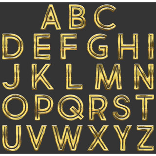 อักษร A - Z  สีทองแวววาว F.15  Iron on Patches 🏆🏆🏆 ตัวรีดติด…