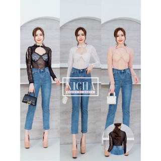 NICHA Online🛒 Bodysuit แขนยาวคอเต่าผ้าซีทรู แต่งลูกไม้ทั้งแขน สวยหรู ใส่แล้วดูไฮโซมากค่ะ