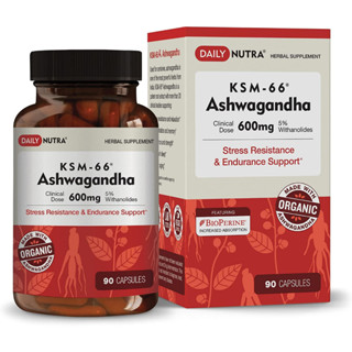 DailyNutra KSM-66 Ashwagandha 600mg Organic Root Extract - High Potency Supplement with 5% With anolides Stress Relief