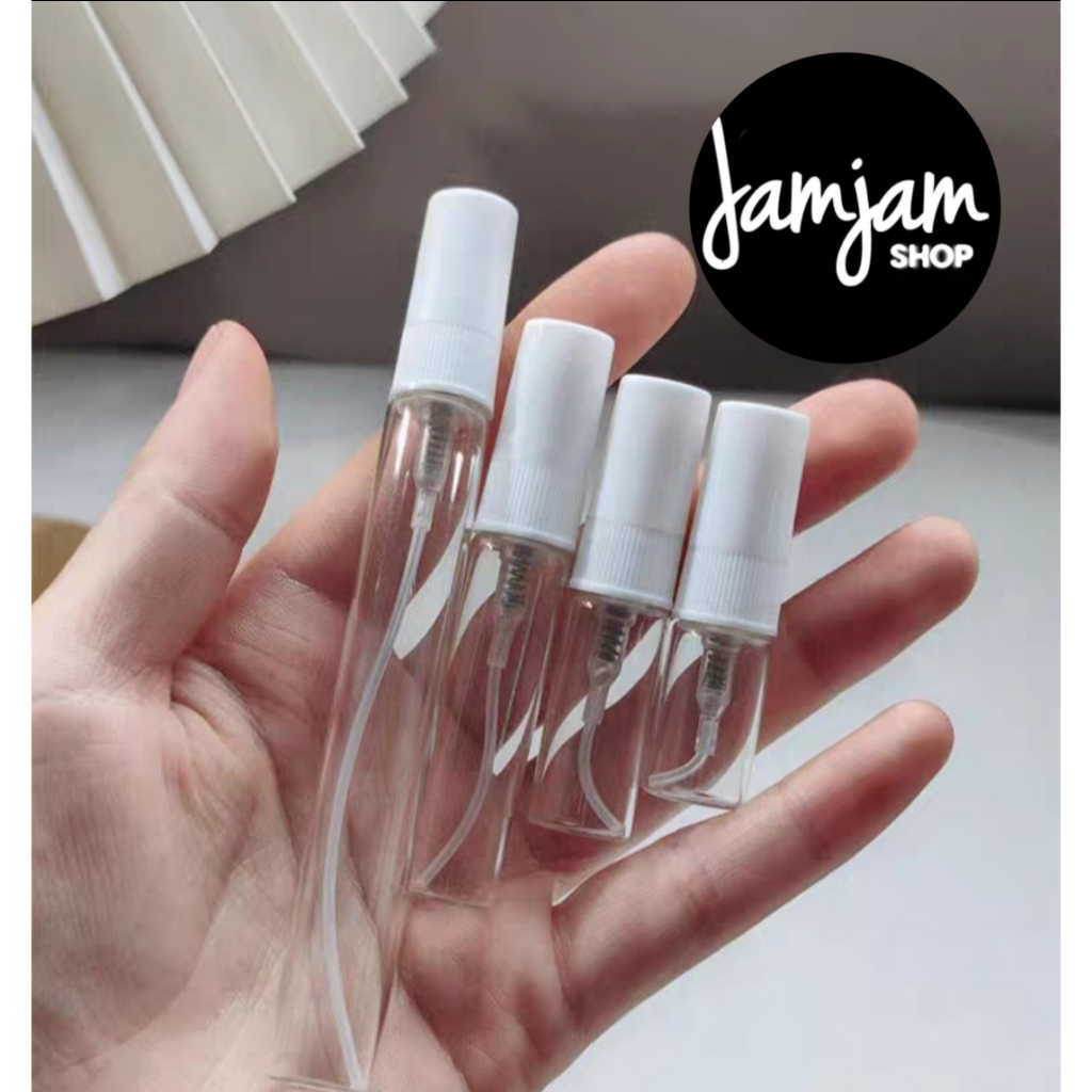 ขวดน้ำหอม ขวดสเปรย์ ฝาสีขาว 2ml/3ml/5ml/10ml ( แพ็ค 12 ขวด ) ขวดแบ่งน้ำหอม ขวดแก้ว ขวดสเปรย์แก้ว